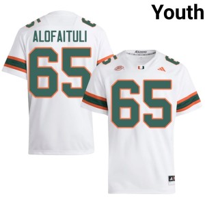 #65 Hurricanes White Youth Seuseu Alofaituli NCAA College Football Jerseys 857440-885