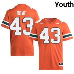 #43 Replica Youth Miami College Football Orange Tyler Rowe Jersey 368312-417
