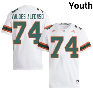 #74 Limited Yerovi Valdes Alfonso College Football White Youth Canes Jerseys 914688-593