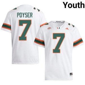#7 College Football Youth Limited White University of Miami Zechariah Poyser Jerseys 429309-910