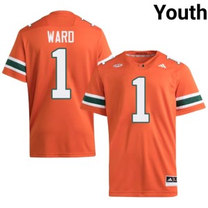 #1 Youth Cam Ward College Football Official Orange Miami Hurricanes Jersey 952621-144