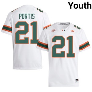 #21 UM Hurricanes College Football Alumni Camdin Portis Youth White Jersey 172199-616