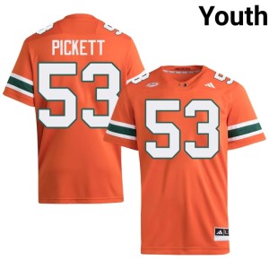 #53 College Football Canon Pickett Orange 2026-27 UMiami Hurricanes Youth Jerseys 299623-160