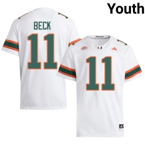 #11 College Football Carson Beck White Youth Replica Miami Hurricanes Jerseys 849358-783