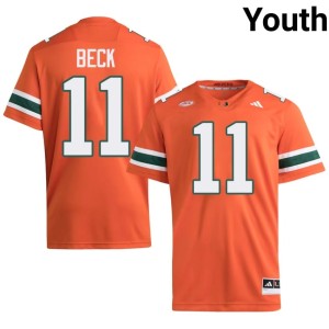 #11 College Football Orange Official Carson Beck Youth Miami Jersey 361867-444