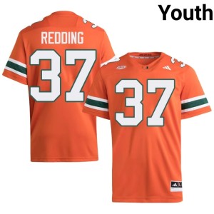 #37 UM Hurricanes Cortez Redding Youth University Orange College Football Jerseys 350838-714