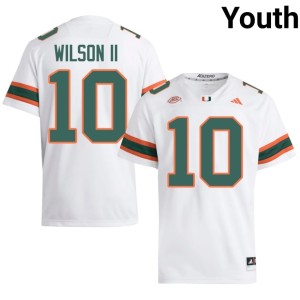 #10 Embroidery Hurricanes College Football White Damon Wilson II Youth Jersey 896653-281