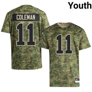 #11 Youth Embroidery Dereon Coleman College Football Miami Camo Jerseys 770354-732
