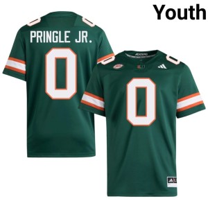 #0 College Football Replica UMiami Girard Pringle Jr. Youth Green Jerseys 719881-931