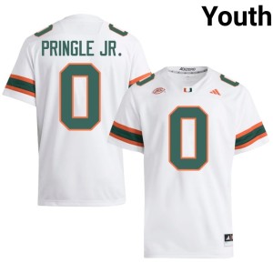 #0 Girard Pringle Jr. Miami of Florida College Football Embroidery White Youth Jerseys 605016-733