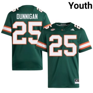 #25 College Football NCAA Green JJ Dunnigan Miami of Florida Youth Jerseys 692231-201
