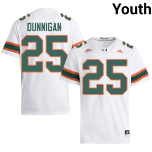 #25 High School Youth JJ Dunnigan White College Football University of Miami Jerseys 643337-592