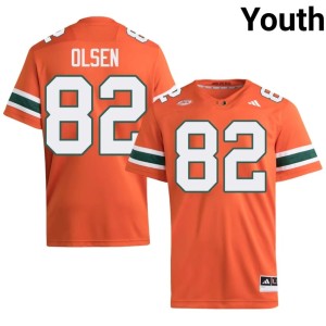 #82 College Football Player Jack Olsen UMiami Hurricanes Youth Orange Jerseys 564781-892