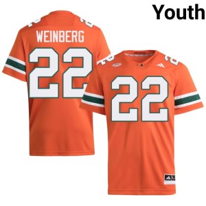 #22 Jake Weinberg Replica College Football Miami Youth Orange Jersey 485294-394
