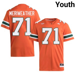 #71 Youth Jamal Meriweather Hurricanes Limited Orange College Football Jerseys 702857-217