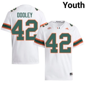 #42 Official College Football White Youth Jim Dooley Miami of Florida Jersey 703762-294