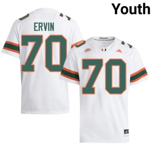 #70 White Joel Ervin Player Youth College Football University of Miami Jerseys 871775-494
