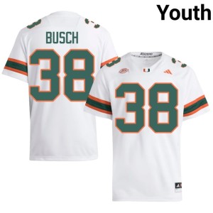 #38 Karsten Busch High School UMiami Hurricanes Youth College Football White Jerseys 298633-853