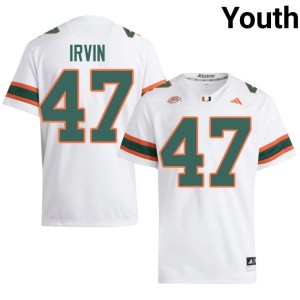 #47 Youth White College Football Official Miami Michael Irvin Jerseys 514679-970