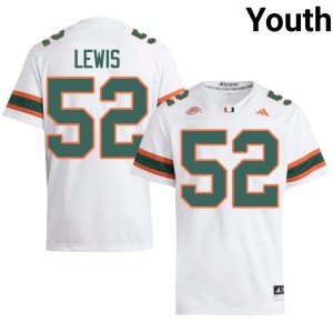 #52 Ray Lewis Embroidery Youth College Football White Miami Hurricanes Jerseys 568200-811