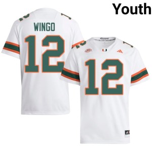 #12 Somourian Wingo College Football Youth Player White University of Miami Jerseys 499170-741