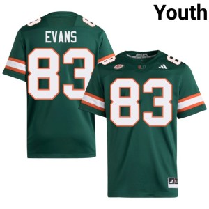 #83 University Tyran Evans Green Youth College Football UMiami Jersey 657387-933