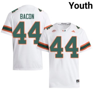 #44 Tyson Bacon College Football Youth Game White University of Miami Jersey 374381-928