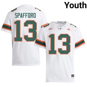 #13 White Miami Hurricanes College Football NCAA Youth Vance Spafford Jerseys 898334-790