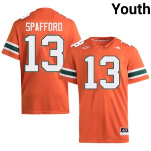 #13 College Football Orange Youth Miami Hurricanes Replica Vance Spafford Jersey 536734-179
