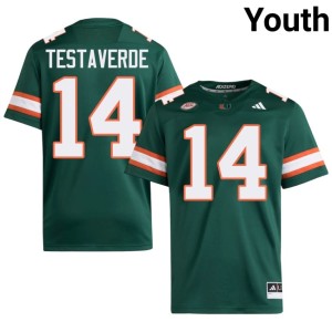 #14 College Football Vinny Testaverde Hurricanes Green Embroidery Youth Jerseys 276564-373